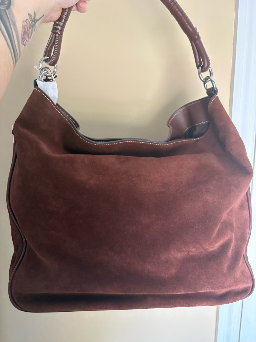 STAUD Mahogany suede Perry bag NEW